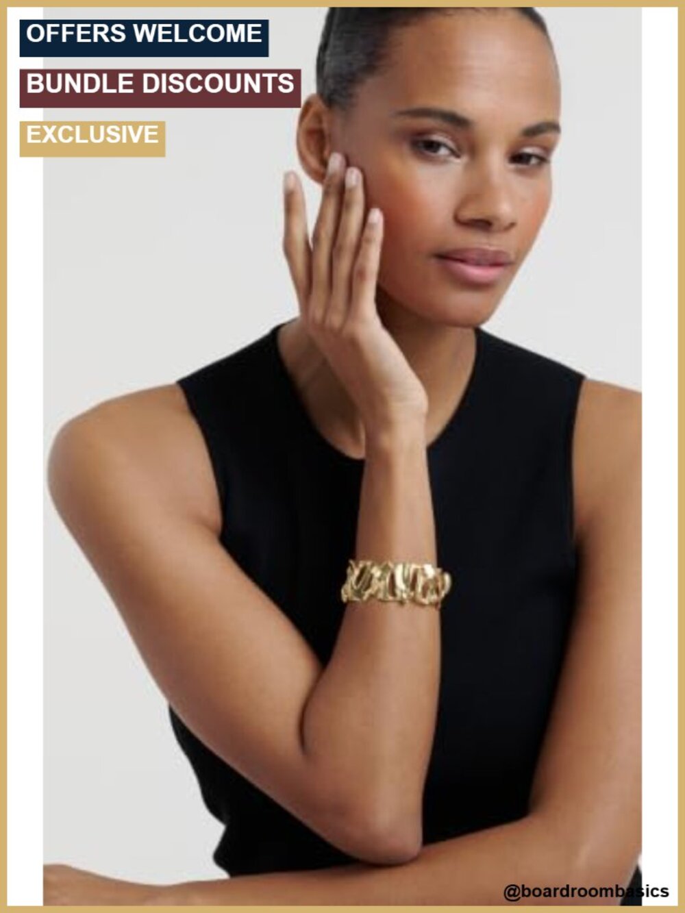 Gold Plated Brass Abstract Leaf Cuff Bracelet - Picture 2 of 5